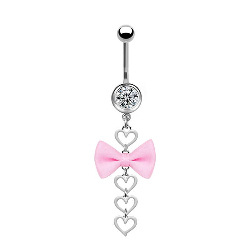 Gaibei Aesthetic Heart-shaped Bow Navel Ring - European, American, Japanese, Korean Styles, Navel Stud Piercing.