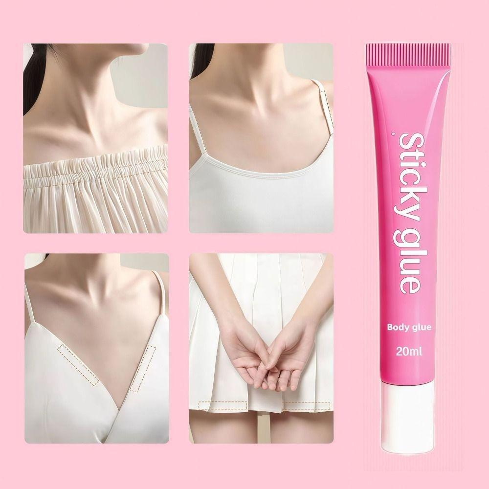 Adesivo Trasparente 20ML per Corpo Asciugatura Rapida Colla per Corpo Adesivo Anti-Esposizione per Abiti Senza Spalline