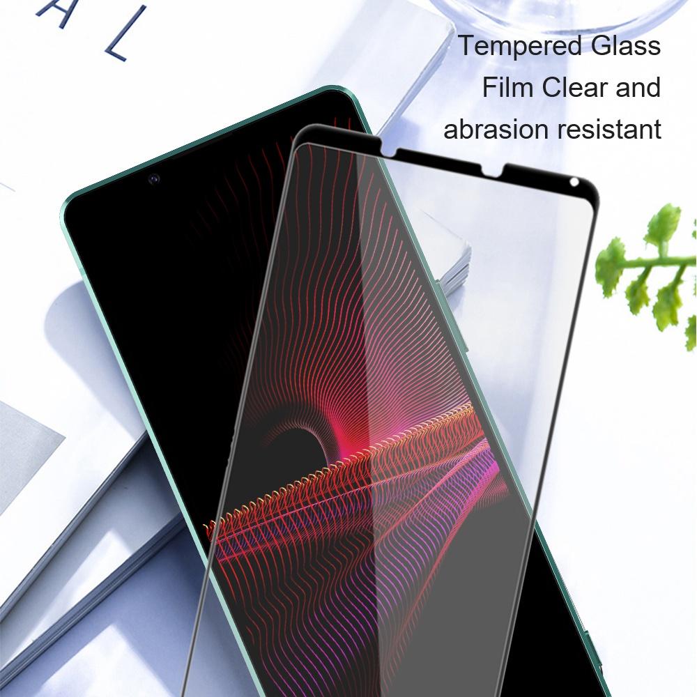 AMORUS For Sony Xperia 10 VI Tempered Glass Screen Protector Full Glue Silk Printing Edge,Black
