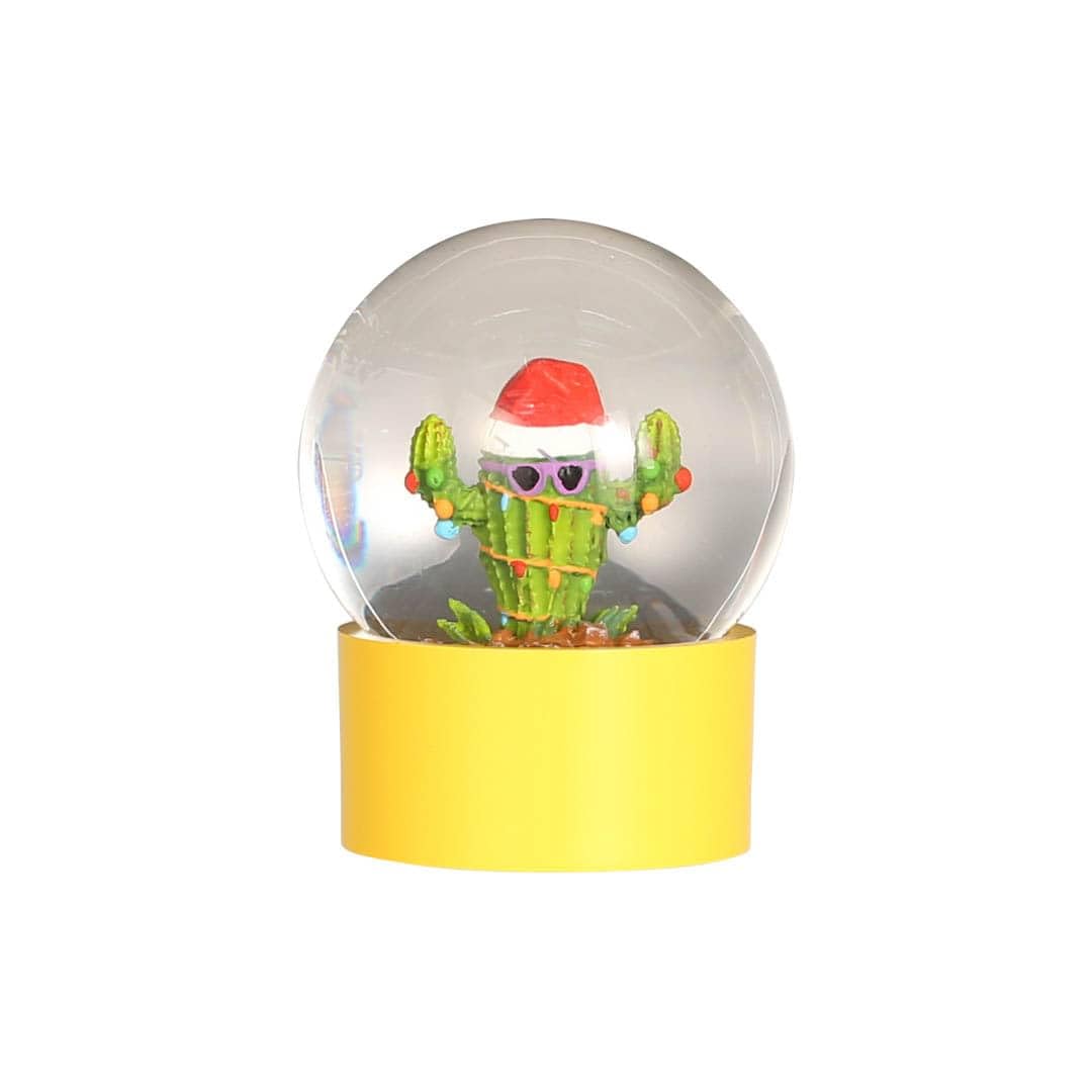 

Dulton Water Sangratus featuring a cactus and Santa Claus perfect as a Christmas gift or 65mm 45mm Product Globe, Yellow, design, decoration. high,