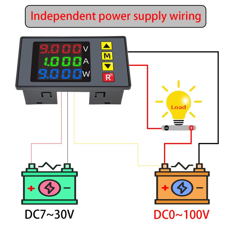 BM730 DC0-100V 10A LED Digital Voltmeter Ammeter Voltage Current Wattmeter Meter Volt Detector Tester Monitor Panel With alarm