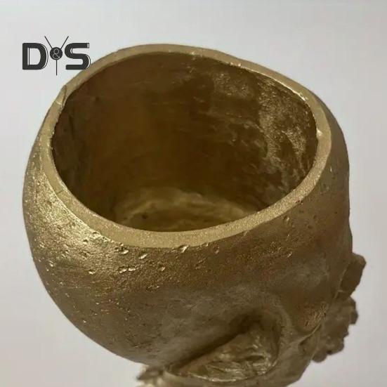 Skull Planter with Spine Stand Realistic Resin Skull Flower Pot Gothic Home Decoration Halloween Candy Bowl for Home Office Decor