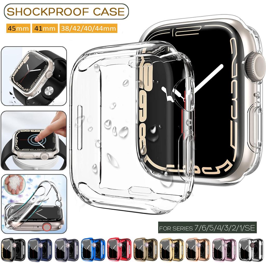 360 Κάλυμμα για Apple Watch Case 7 6 SE 5 4 3 2 41MM 45MM 42MM 38MM Soft Clear TPU Screen Protector for iWatch 7 6 5 4 3 44MM 40MM