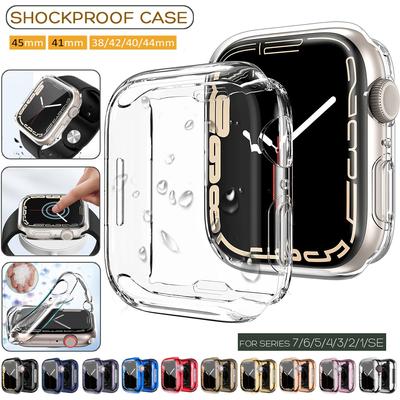 360 Cover for Apple Watch Case 7 6 SE 5 4 3 2 41MM 45MM 42MM 38MM Soft Clear TPU Screen Protector for iWatch 7 6 5 4 3 44MM 40MM