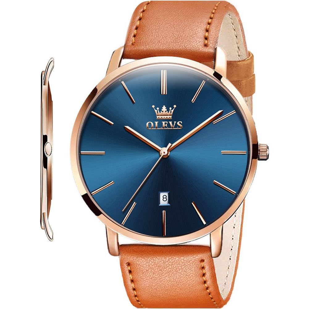Men's Ultra-Thin 6.5mm Watch, Simple, Fashionable, Casual, Business Watch with Japanese Quartz Movement, 40mm Dial, Genuine Leather Band, Unisex