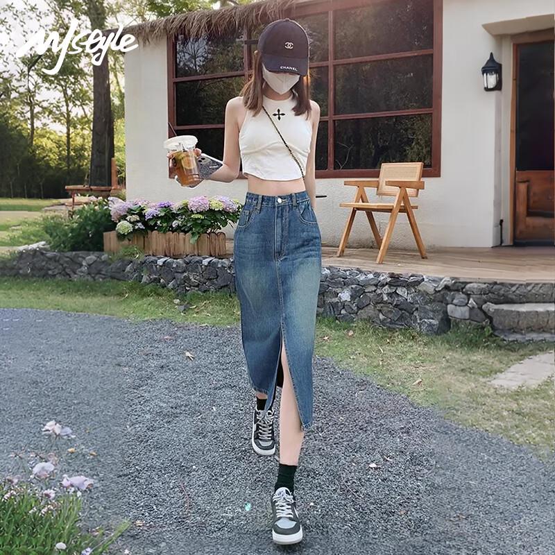 MJ STYLE Women s A-Line Denim Skirt M