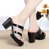 Mother Sandals and Slippers Women's Summer Outer Wear One-word Slippers Waterproof Platform Thick-soled Thick-heeled High-heeled Sandals Non-slip