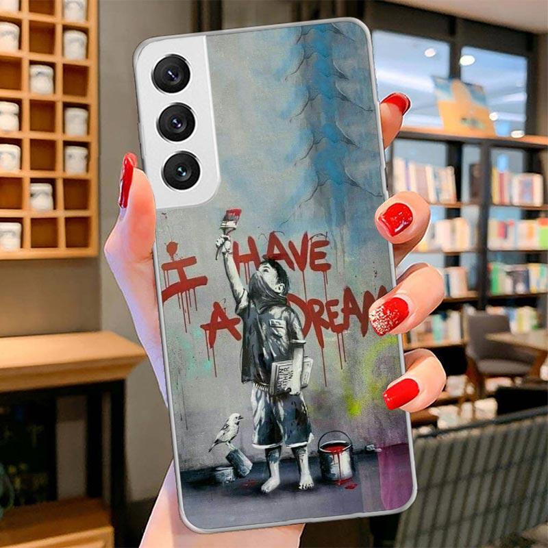 Street Art Banksy Graffiti Cover Phone Case For Samsung Galaxy S26 S25 Edge S24 Ultra S23 S22 Plus S21 S20 FE Soft Fundas Shell