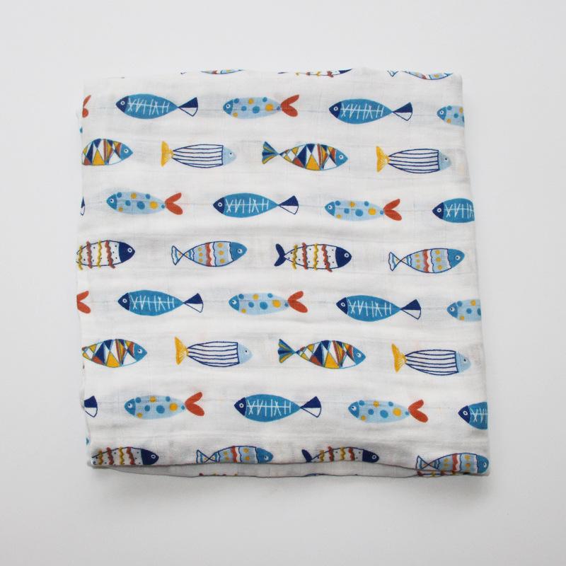 120*120 cm Soft Muslin Cotton Baby Blanket Bamboo Cotton Blanket Wrap Cute Cartoon Newborn Blankets Infant Wrap Sleepsack