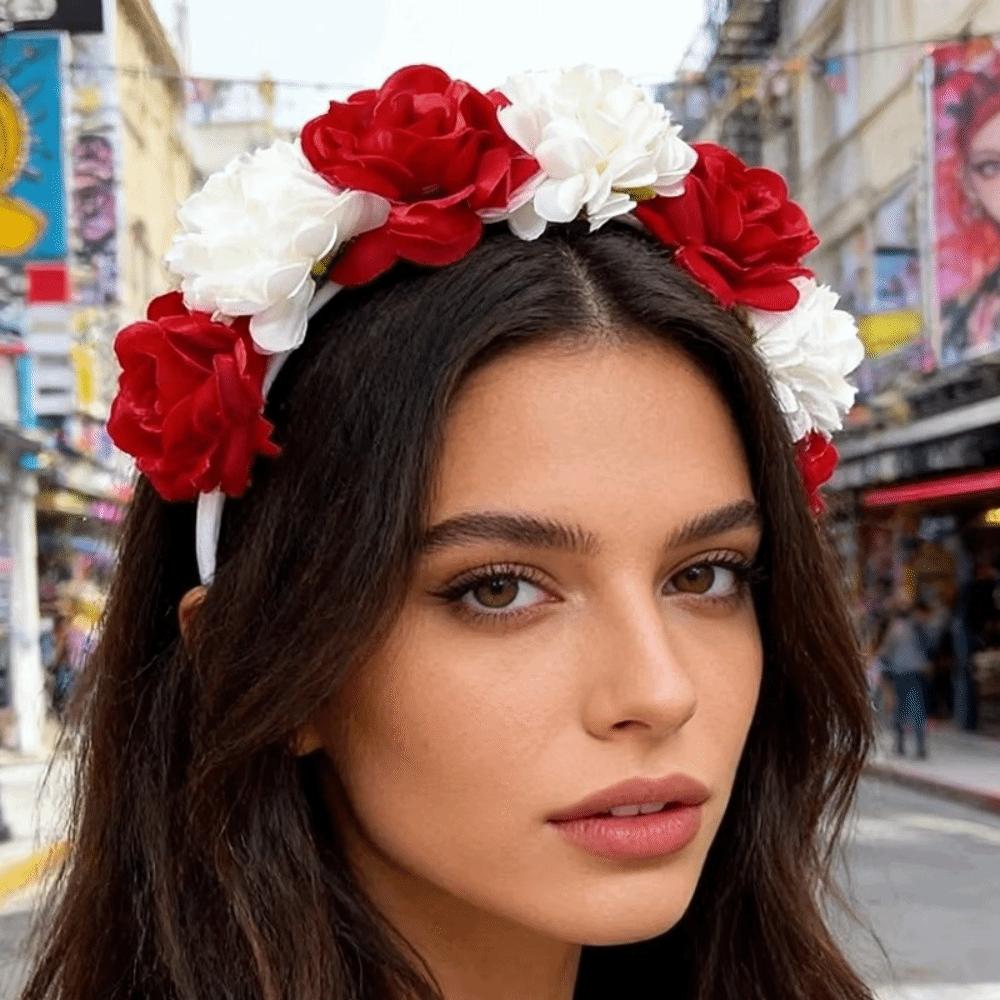Vintage Floral Headband Romantic Bohemian Hair Accessories Colorful Artificial Flower Crown  Party