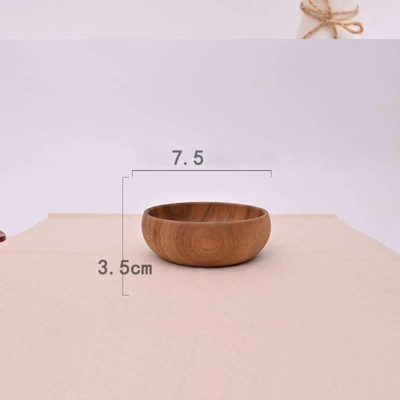 New Solid Wood Bowl Wooden Handmade Bowls For Eating Tableware For Dessert Fruit Salad Mixing Rice