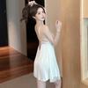 Sexy pajamas women's ice silk summer thin style with chest pad lace mesh pure desire wind suspender nightdress can be