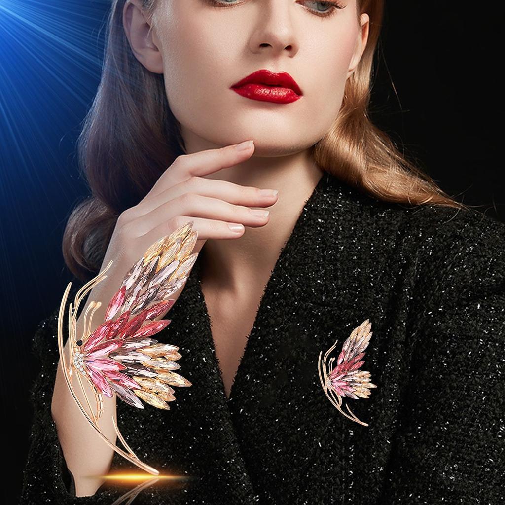 Autumn And Winter High-End French Gradual Change Butterfly Austrian Crystal Elegant Temperament Butterfly Brooch Corsage Accessories