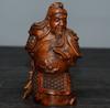 Chinese Natural Boxwood Carved Historical Figure Guan Yu Statue Wooden Figurines