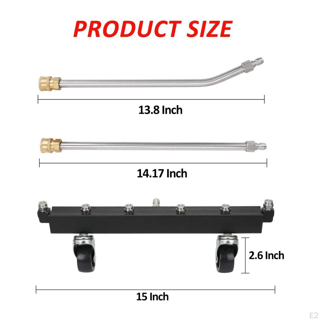 15inch Pressure Washer Attchment Carriage Cleaner with 6 Nozzles And 2 Extension Car Body Cleaning
