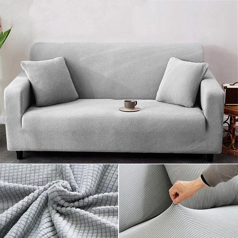 1/2/3/4 Seater Thicken Elastic Jacquard Sofa Cover Slipcover Stretch Polar Fleece L Shape Corner Sofa Covers for Living Room