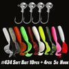 10pcs/30pcs Soft Fishing Lures Kit Silicone Lure Set Artificial Bait Worm with Crank Jig Head Hook