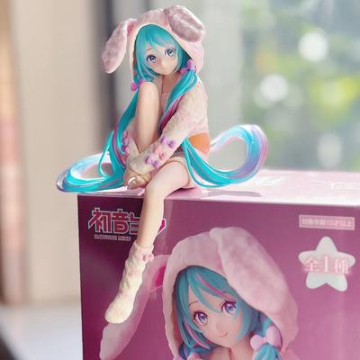 15CM Anime HATSUNE MIKU Figure Noodle Stopper Figure Rabbit Ear Pajamas Model Toy Doll Aciton Figure Collection Gift PVC