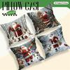Home Decor Santa And Winter Wildlife Christmas Pillow Pattern Cushion Cover Suitable For Sofa Bedroom Car Pillow Cover