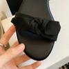 Fashion famous fabric bowtie flat sandals women black ankle strap gladiator sandalias mujer elastic band sandalias de mujer verano 2025