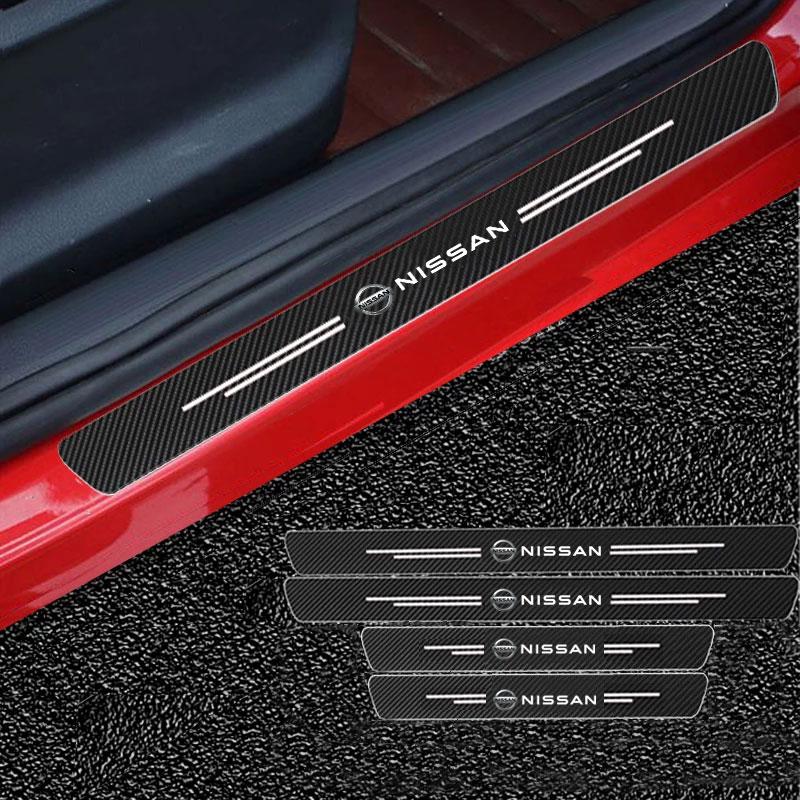 Car Door Sill Stickers Anti-scratch Decorative Trim For Nissan Sentra Serena Maxima Versa Juke Rogue Tiida X-trail Accessories