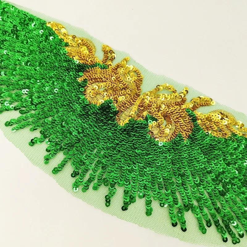 1 Set Black Tulle Sequin Embroidery Lace Fabric Tassel Royal Noble Wedding Gown Applique Patch Collar Dress DIY