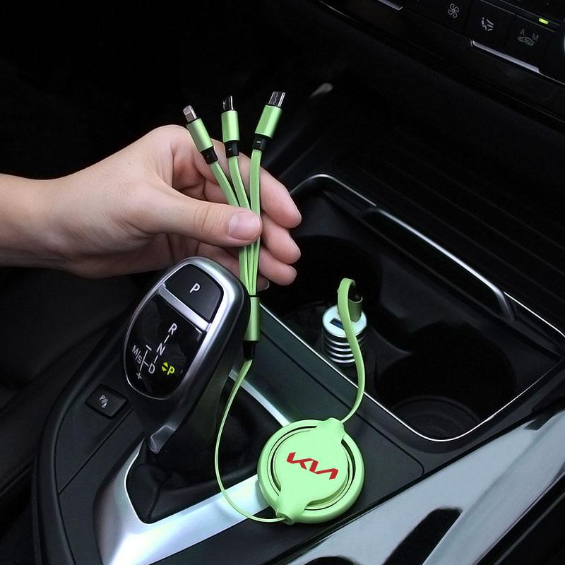 Car Mounted Telescopic Three in One Mobile Phone Charger For KIA Rio Ceed Sportage Cerato Soul Sorento Flip R K2 K3 K5 Soul
