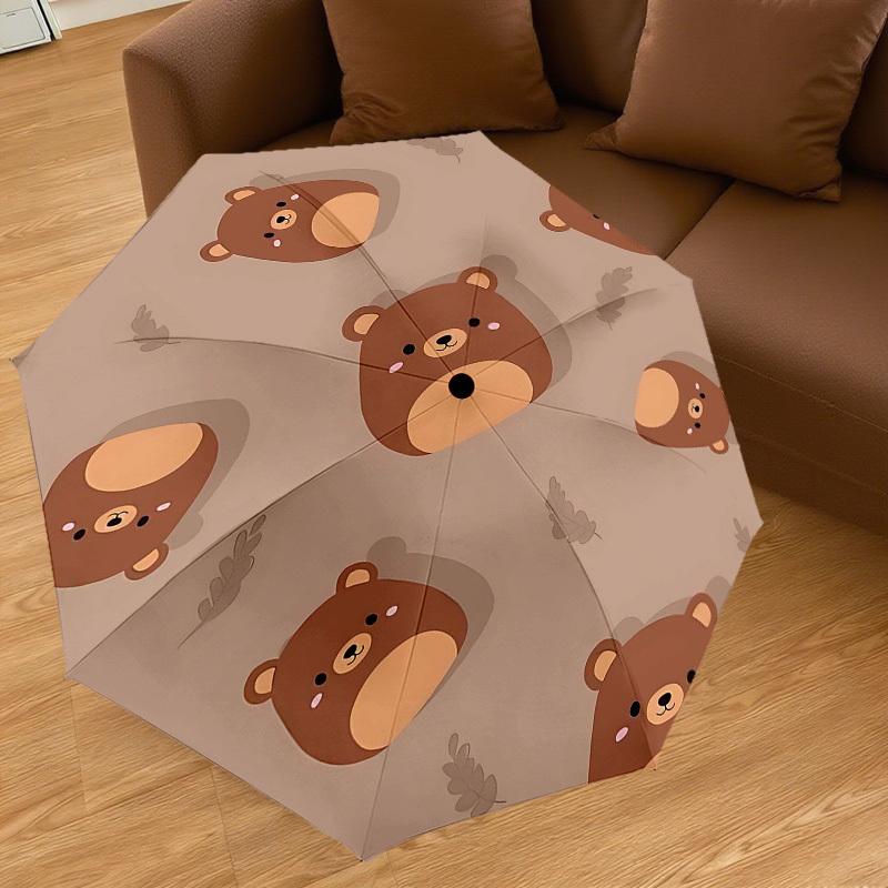 1PC Bear Pattern Umbrella-8-Rib Reinforced Portable Folding Travel Suitable for All Seasons Outdoor Daily Use Is an Ideal Choice -F309