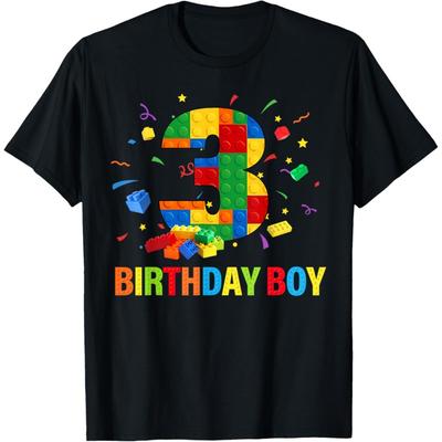 3nd Building Blocks Birthday Boy 3 Years Old Boy Kid Son T-Shirt