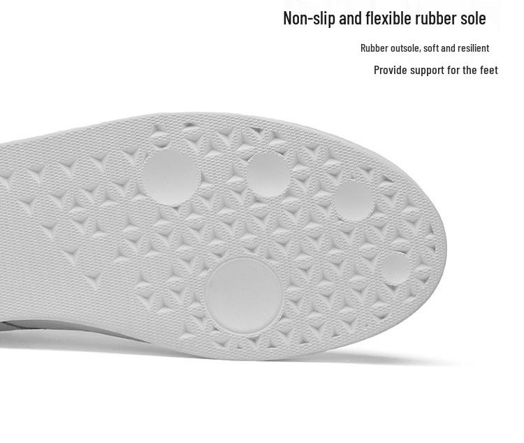 2026 Men's Genuine Leather White Low-Top Skate Shoes - Versatile, Breathable, and Trendy with Thick Sole