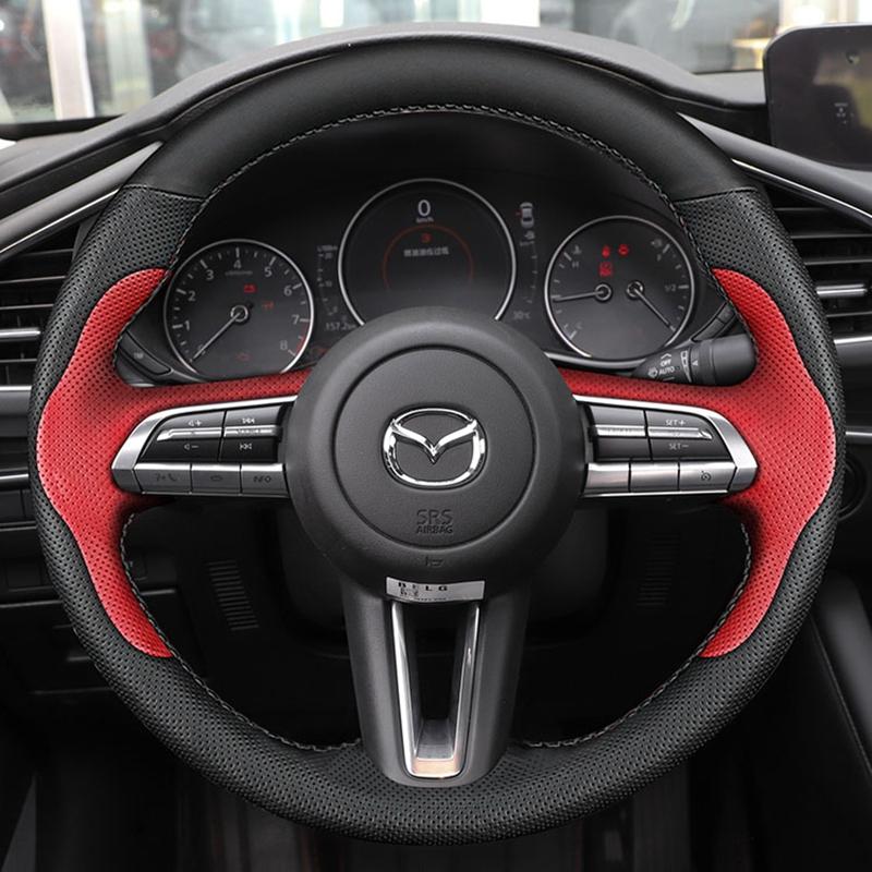 DIY Car Steering Wheel Cover 100% Fit For Mazda 3 Axela    CX-30 MX-30   Auto Interior Accessories