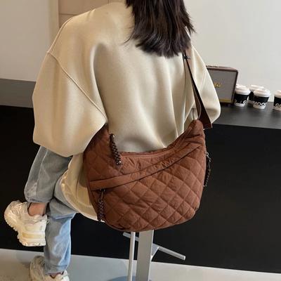 Nieuwe katoenen kleding ruitvormige grote capaciteit eenvoudige reis schoudertas messenger bag