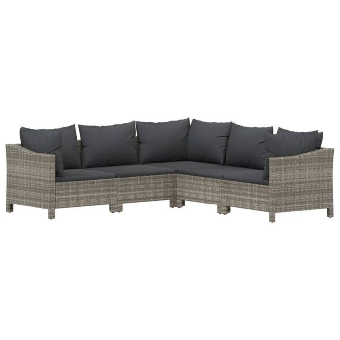 VidaXL Salon de Jardin avec Coussins 5 pcs, Ensemble de Meubles de Terrasse, Mobilier d'Extérieur, Canapé de Patio, Moderne, 3187279