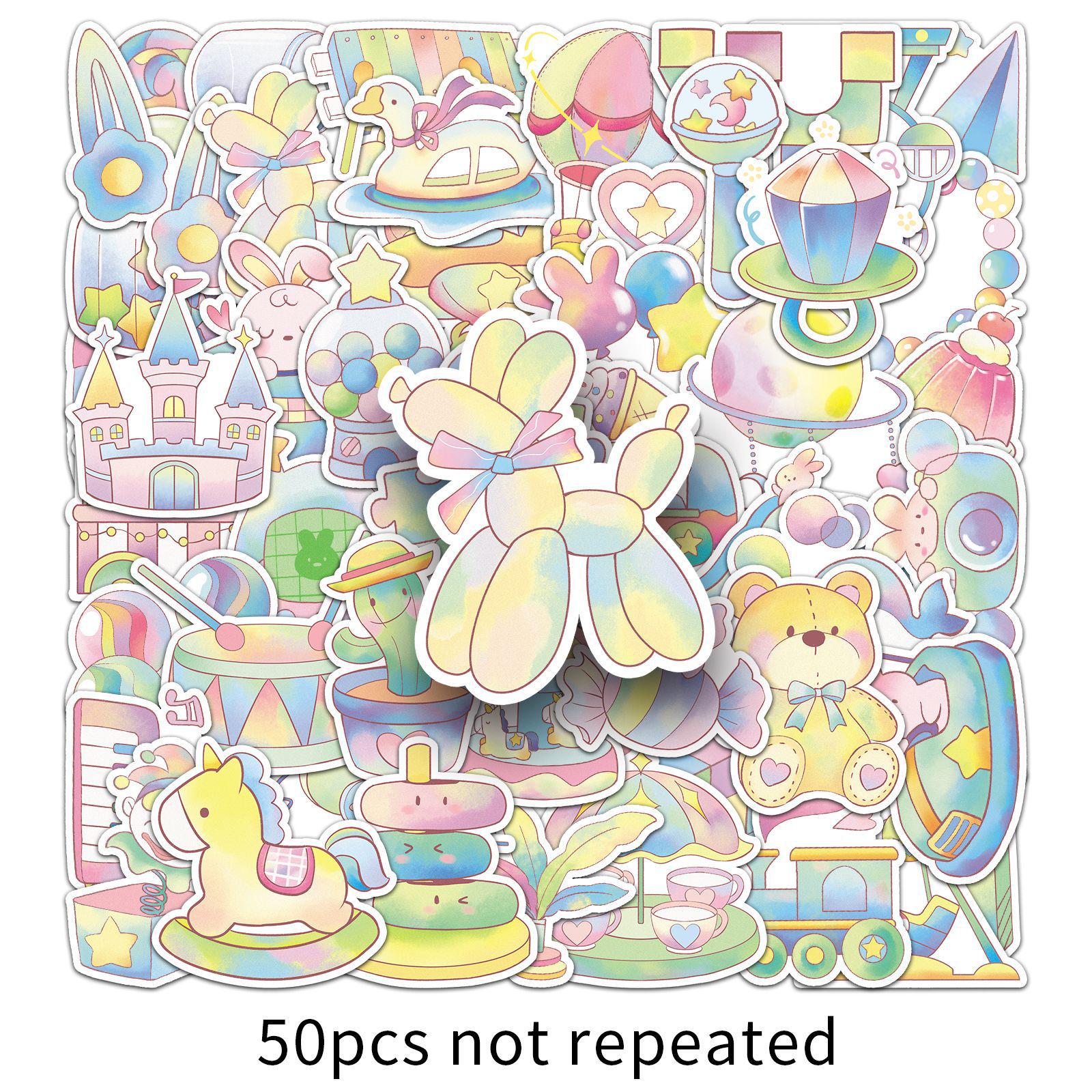 50 Cute Waterproof Stickers: Hand-drawn Original Cartoons for Phones, Water Bottles, Tablets