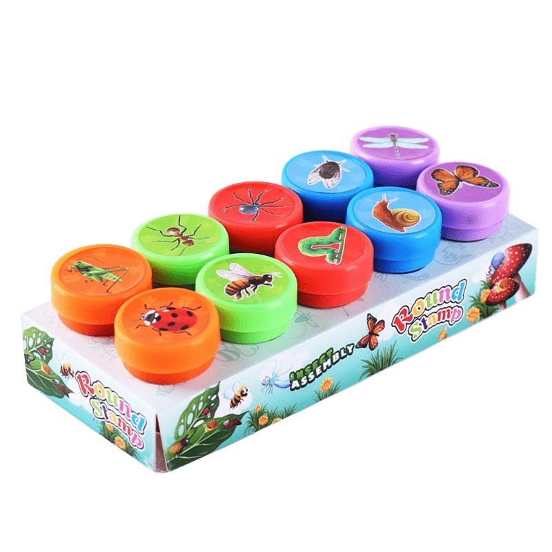 10Pcs Mix Cute Cartoon Stamps Boxed Assorted Seals Set DIY Painting Decoration Stationery Supplies Teacher Reward Prize Gift ZYF