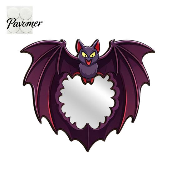 Halloween Wall Mirror Wooden Decorative Mirror, Pumpkin Ghost Bat Witch Cartoon Wood Decor Decor, Fun for Entryway Party, Festive Home Ornament Rustic
