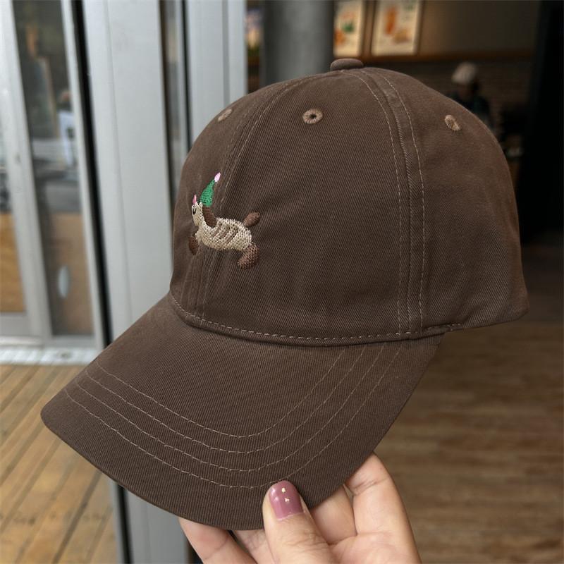 Dog Dachshund Lovely Embroidered Baseball Cap Adjustable For Outdoor Leisure Use