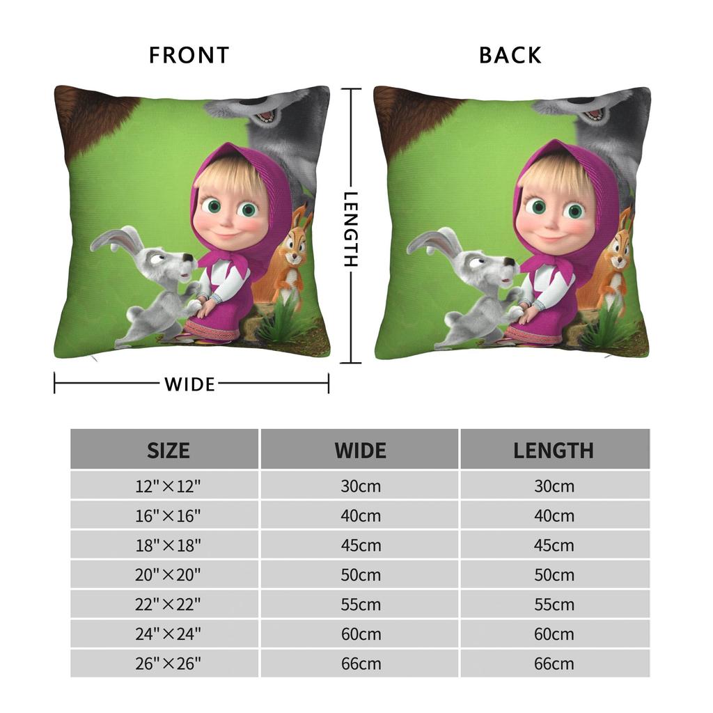 Cute Cartoon M-Masha And Bear Pillowcase Printing Polyester Cushion Cover Decor Throw Pillow Case Cover Home Square 40*40Cm