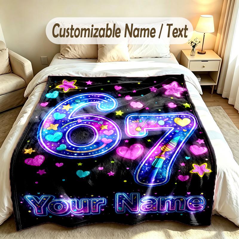 Celebration Party Theme Custom Blanket Personalized Name & Text Customized Soft Warm Throw Blanket Home Decor