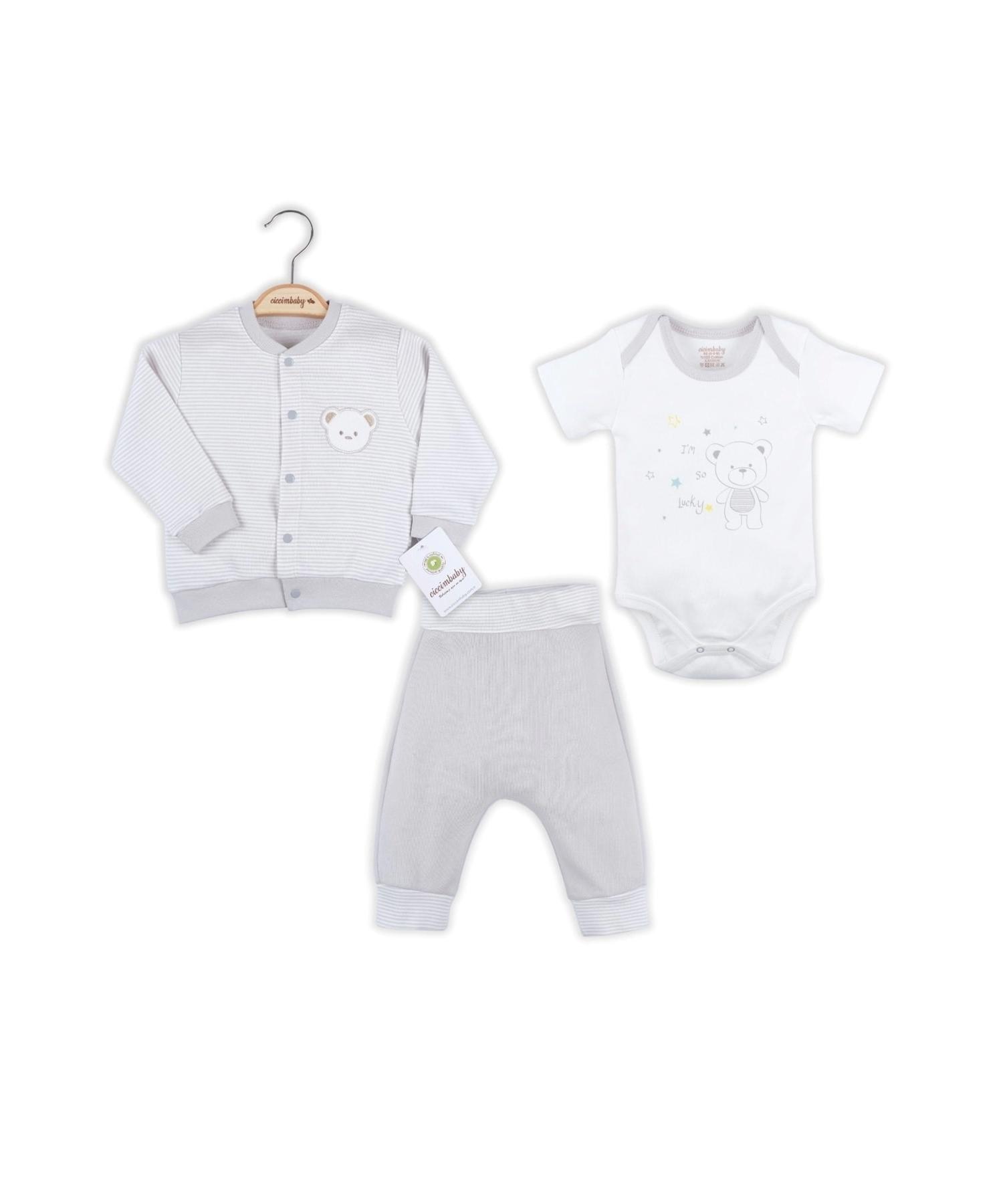 

Полосатый кардиган с медведем из 100% хлопка для мальчика