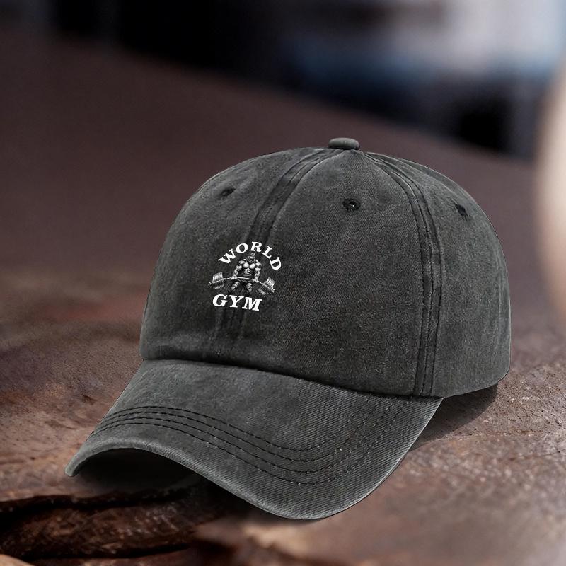 pc Adjustable Hat with World Gym Printed Pattern Unisex And WomenS Outdoor Athletic Style Ideal Gift for Gym Training Outdoor