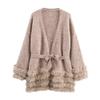  European and American style, new women's fashion, versatile, cross-border belt furry knit cardigan