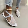 Fashion Plus Size 2025 Mesh Women's Closed Toe Sandals Summer Pointed Toe Slip On Flat with Sandals for Casual Daily Breathable Shoes
