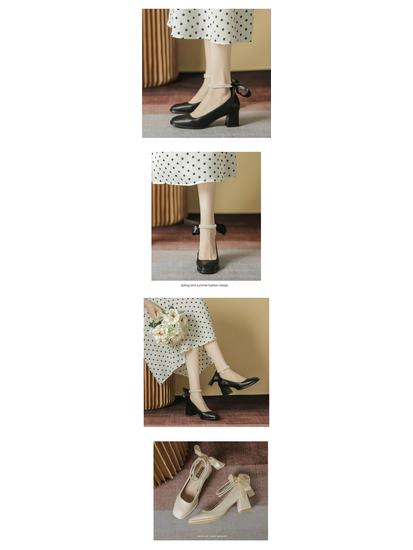 French Square Toe Chunky Heel Mary Jane High Heels - Versatile Spring/Autumn Style for 2025