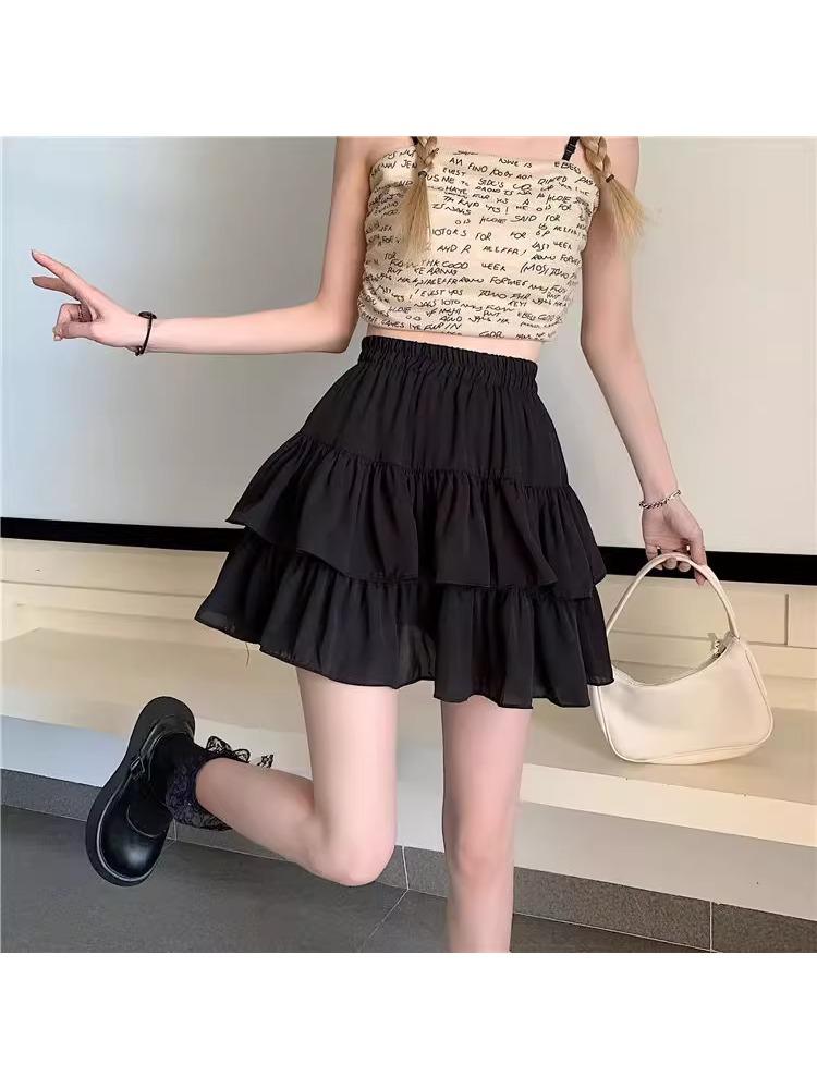 Women's Summer 2022 Pleated A-Line High-Waisted Petite Skirt with Slimming Design