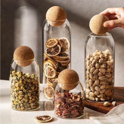 Ball Cork Lead-free Glass Jar with Lid Bottle Storage Tank Sealed Tea Cans Cereals Transparent Storage Jars Coffee Contains