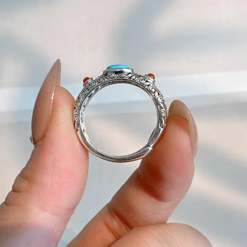 Copper Ring Vintage Pattern For Women Fashion Wedding Engagement Jewelry Shining Simulated Diamond Women Gifts