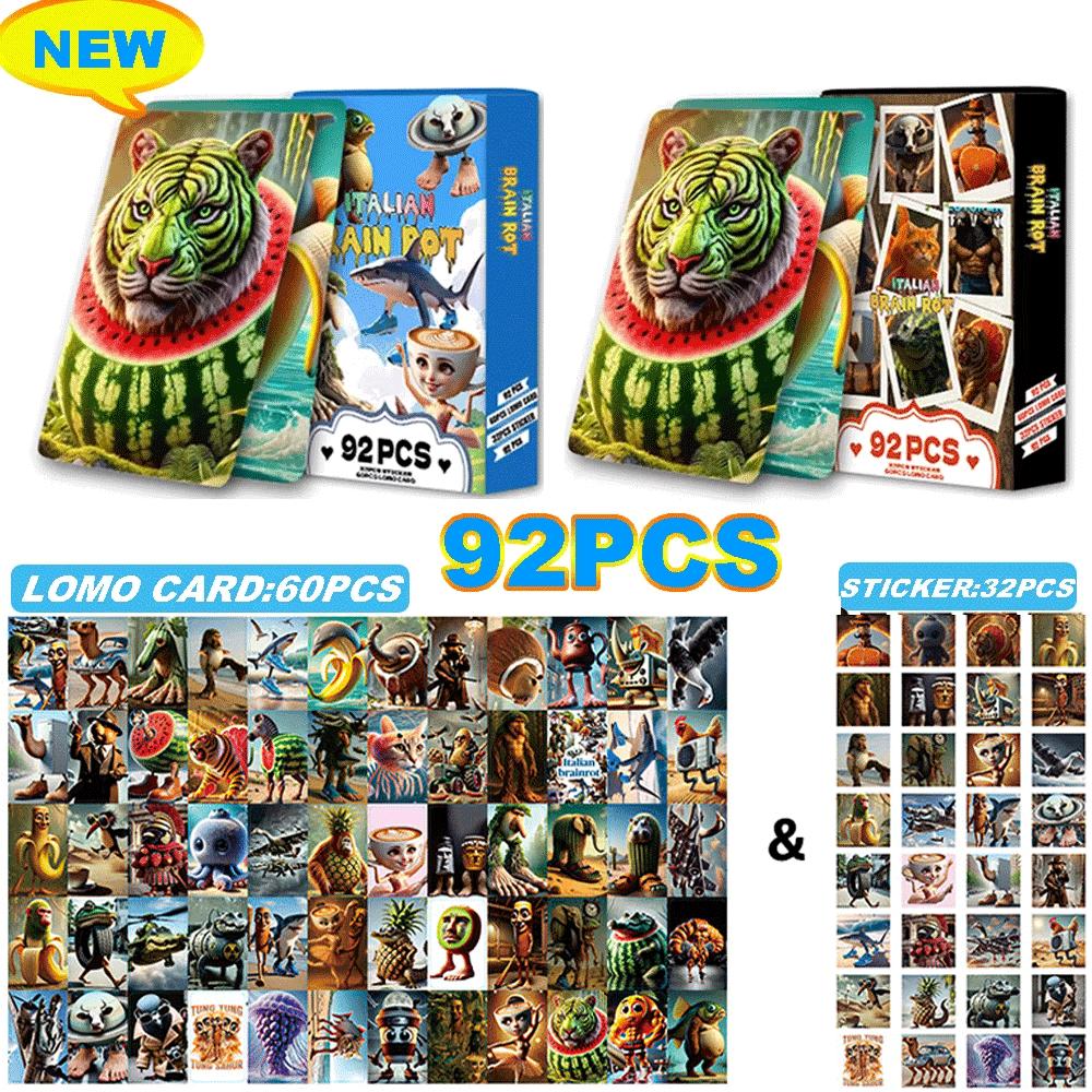 Monika Chen 92Pcs Italian Brainrot Lomo Cards Tungtung Sahur Game Card Kids Party Cosplay Classic Toys Collect Pos Gift New Kid Friendly Entertaining Fun Safe