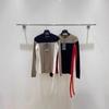 High-End Women's Color Block Knit Sweater - Early Spring 2025 Wool Long-Sleeve Round Neck Base Shirt