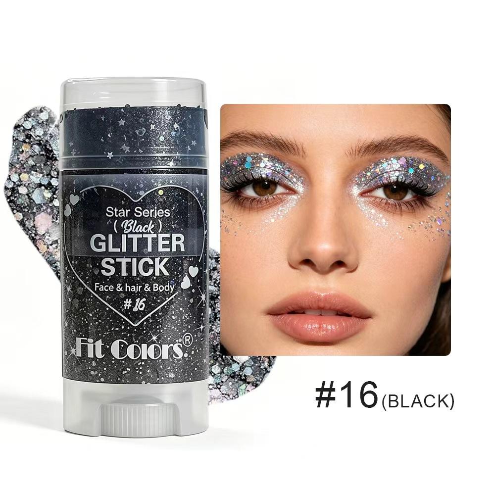 Fit Colors Star Series Glitter Stick Body Shimmer Face Hair Highlighter Chunky Festival Glitter Makeup for USA 250th Anniversary Fireworks Party Raves